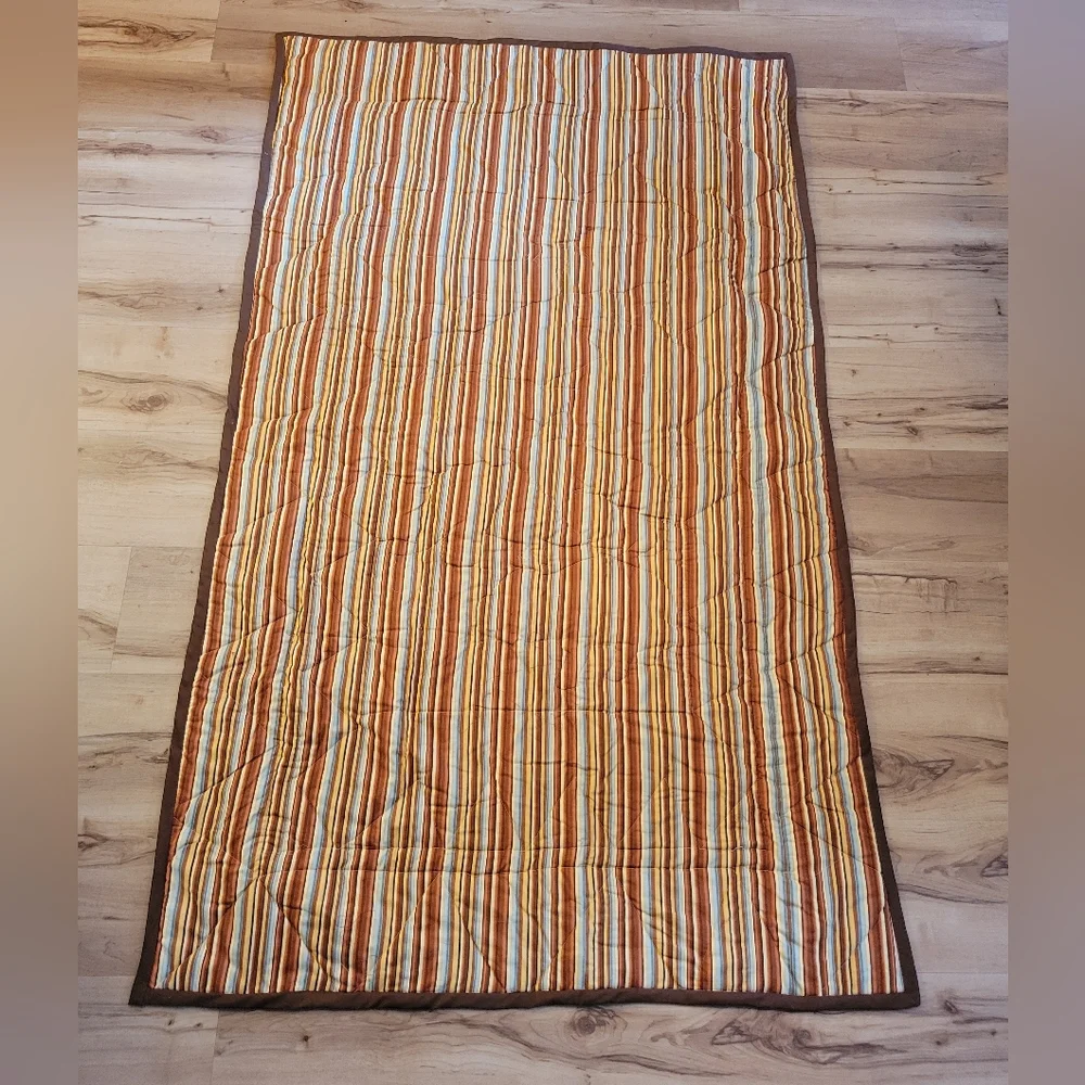 New Handmade Dinosaur Scene Blue Brown Twin Size Quilt  74” X 45”